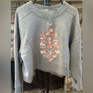(NWOT) Free People Intimately Gray Embroidered Cropped Sweatshirt